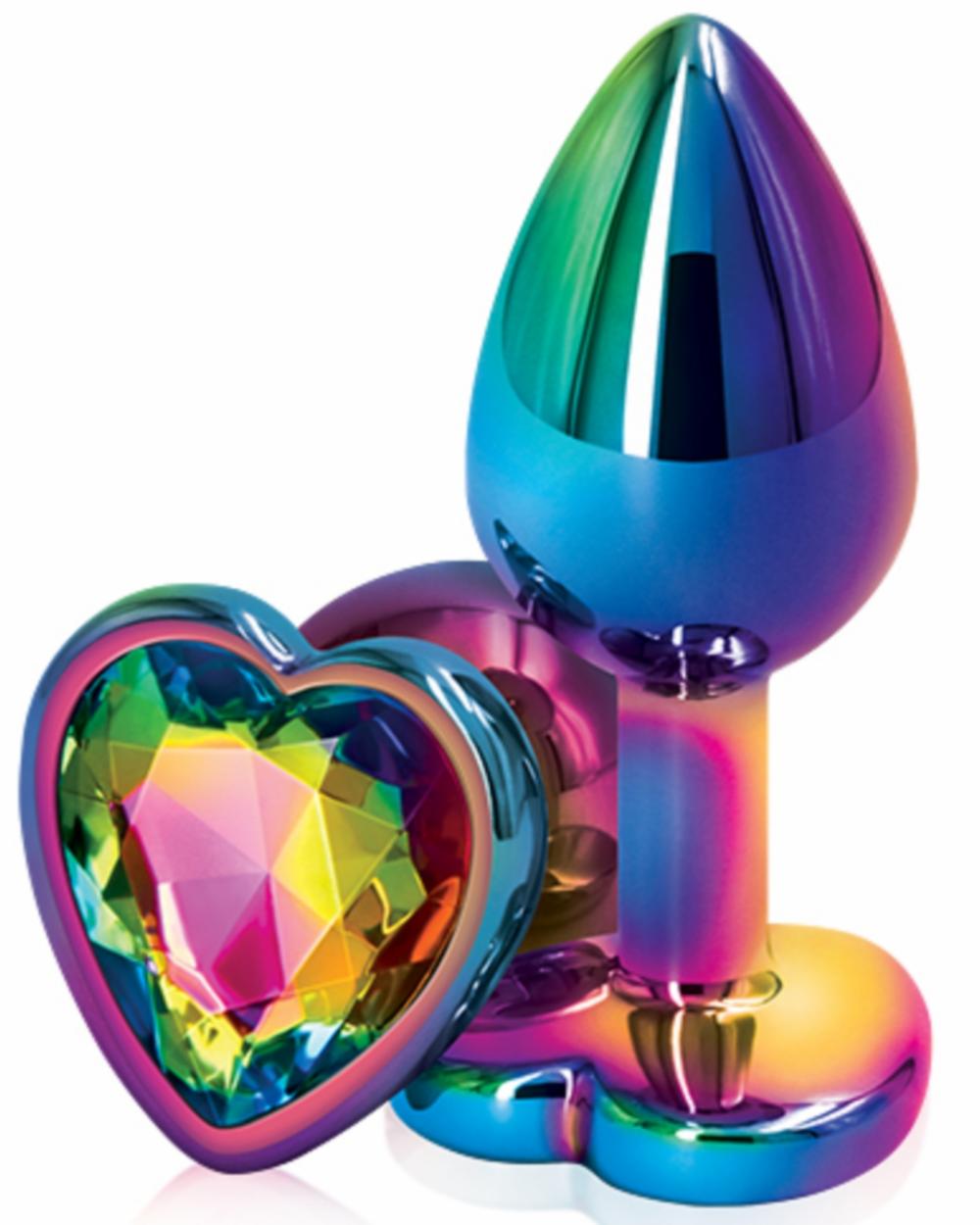 Anal Toys | Rear Assets Multi-Color Metal & Rainbow Gem Heart Anal Plug – Small Anal Toys Anal Toys