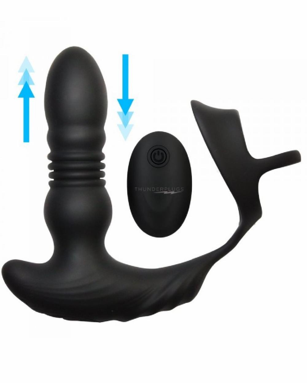 Anal Toys | Thunder Plugs Thrusting Silicone Anal Vibrator W/ Cock & Ball Strap Anal Toys Anal Toys