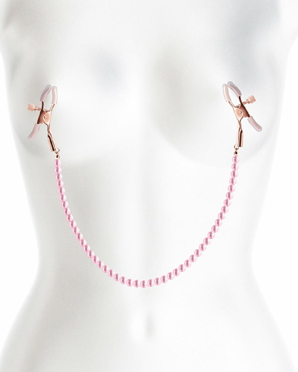 Bondage | Pink Faux Pearl Chain Nipple Clamps Bondage Bondage