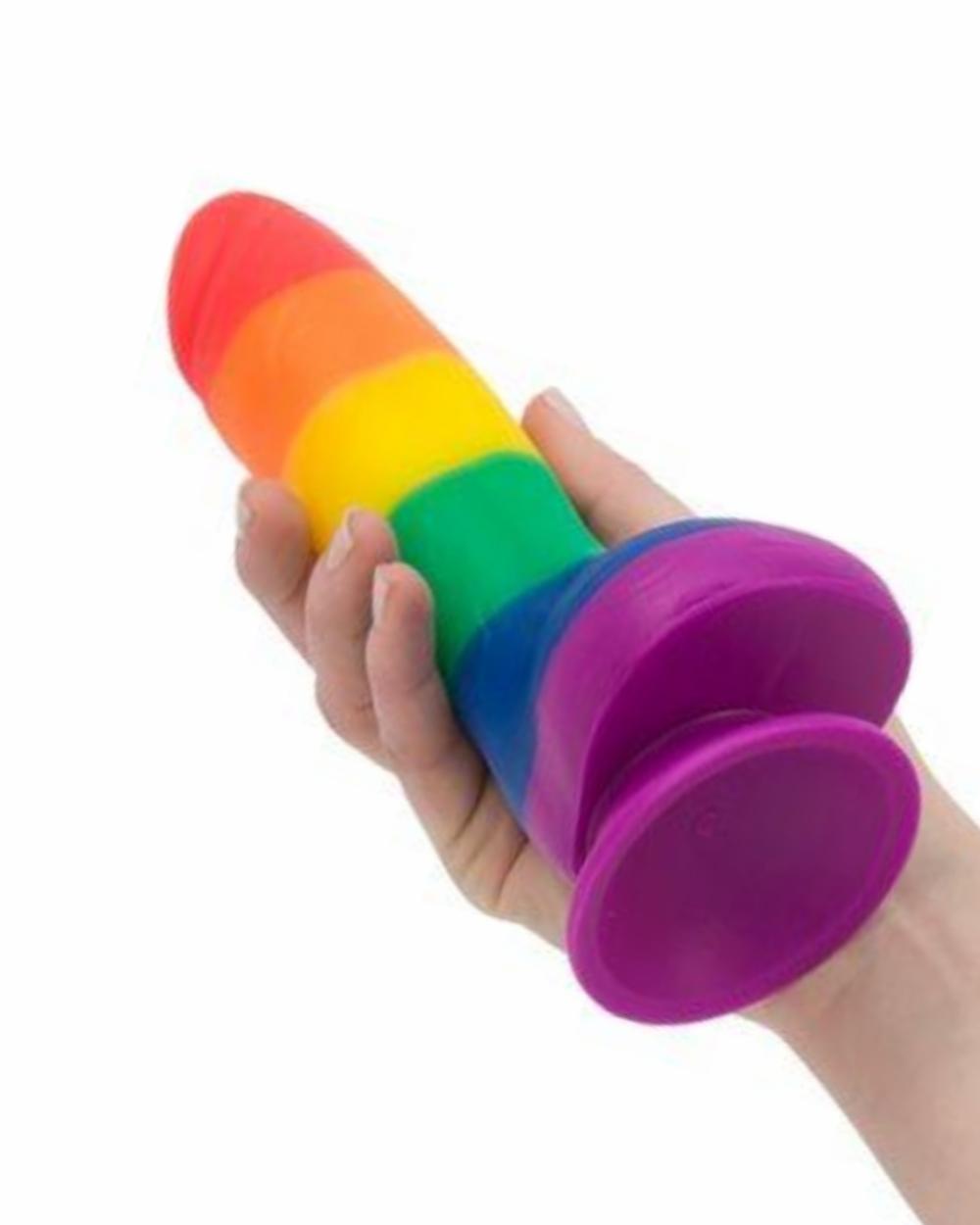 Dildos | Justin Realistic Pride Rainbow Striped 8 Inch Dildo Dildos Dildos