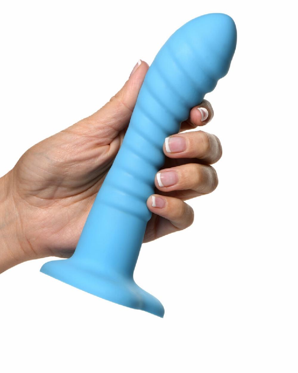 Dildos | Simply Sweet 7 Inch Ribbed Dildo With Heart Base – Blue Dildos Dildos