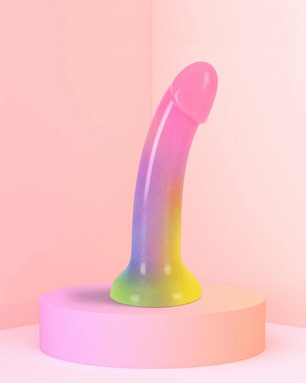 Dildos | Stargazer Rainbow Ombre Glitter 7 Inch Silicone Dildo Dildos Dildos