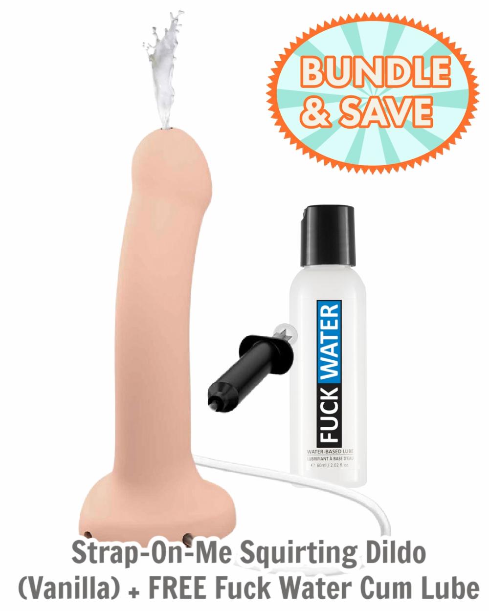 Dildos | Strap-On-Me Squirting Dildo (Vanilla) + Free Fuck Water Cum Lube 2 Oz Dildos Dildos