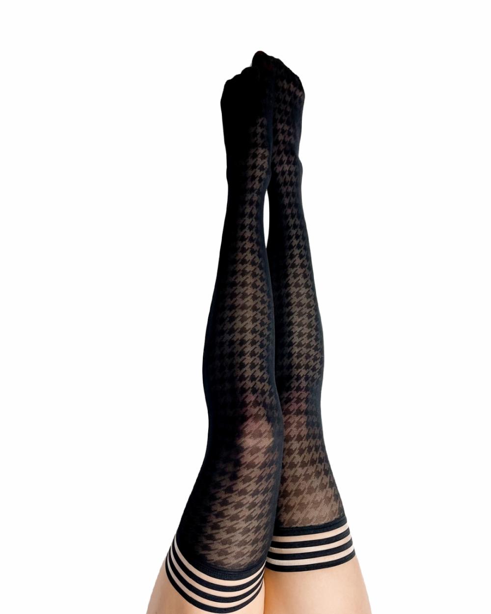 Lingerie | Meghan Black Houndstooth Thigh Highs (Sizes A-D) Lingerie Lingerie