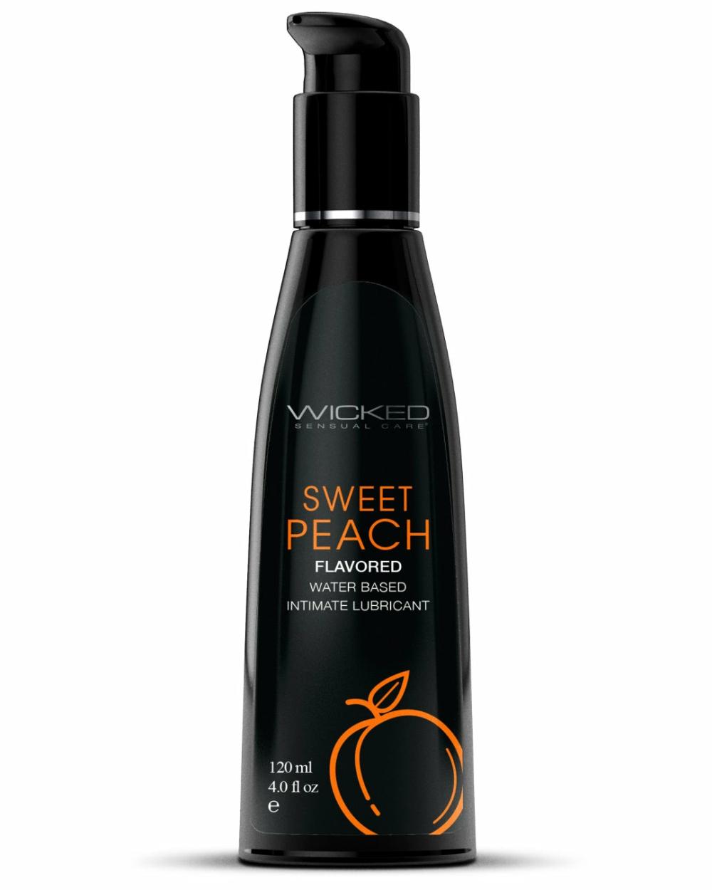 Lubes & Body | Wicked Aqua Sweet Peach Flavored Water Based Lubricant 4 Oz Lubes & Body Lubes & Body