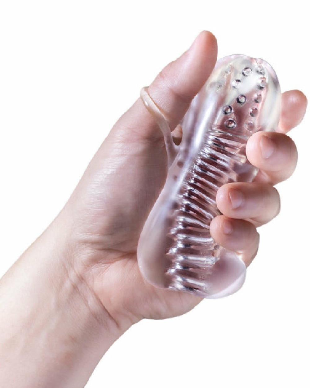 Penis Toys | Rize Squeezy See Through Textured Compact Stroker With Loop Grip Penis Toys Penis Toys