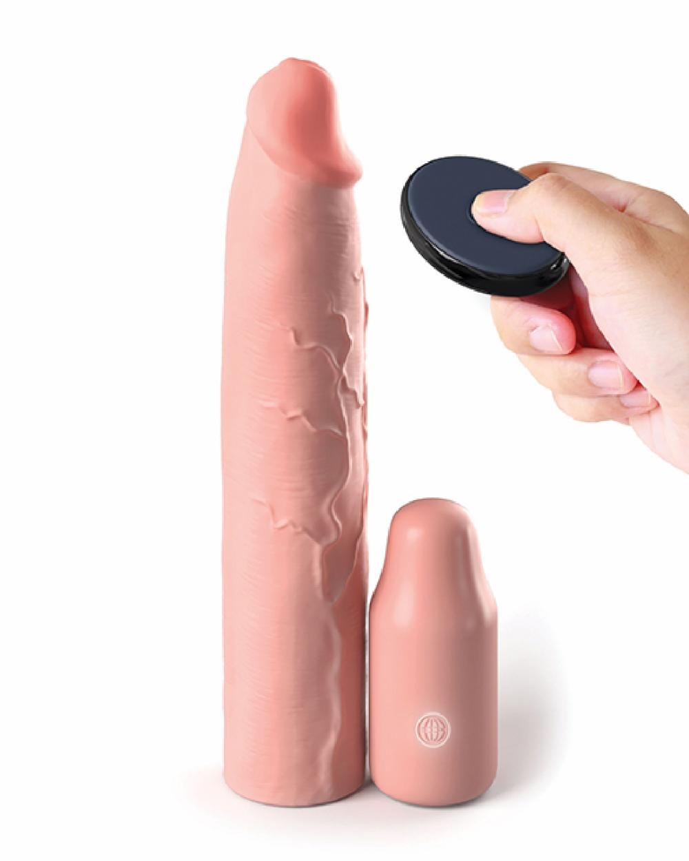 Sexual Health | Fantasy 9 Inch Vibrating Silicone Penis Extension With Remote Control – Vanilla Penis Toys Penis Toys