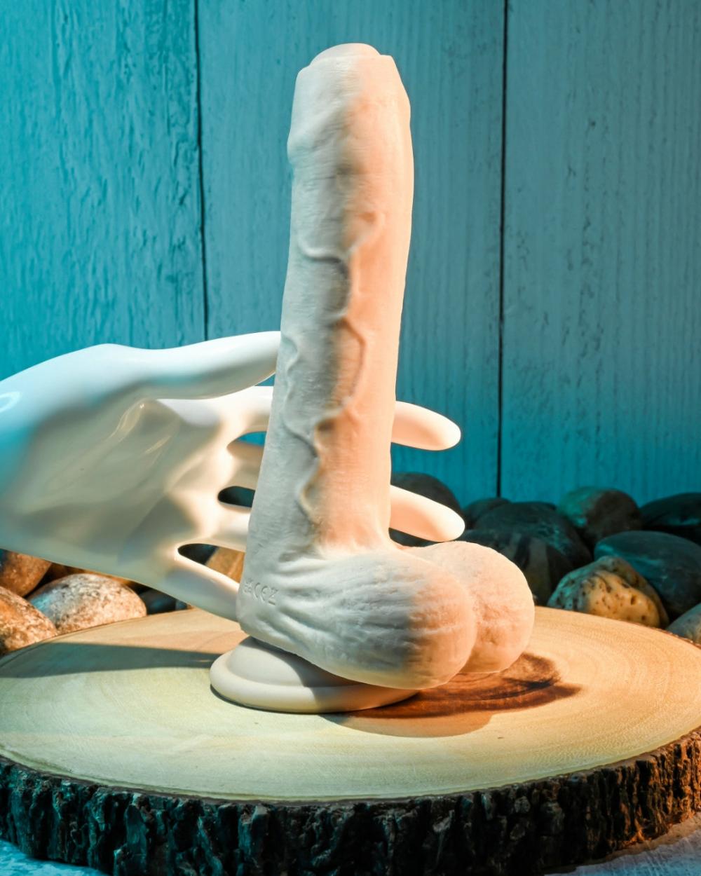 Vibrators | Peek A Book Uncut Vibrating 8" Silicone Vanilla Dildo Dildos Dildos