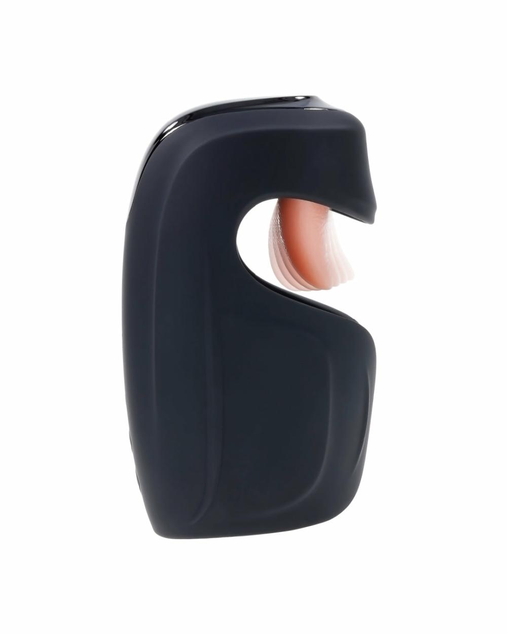 Penis Toys | Lick The Tip Rechargeable Vibrating Thumping Stroker Silicone Black Penis Toys Penis Toys