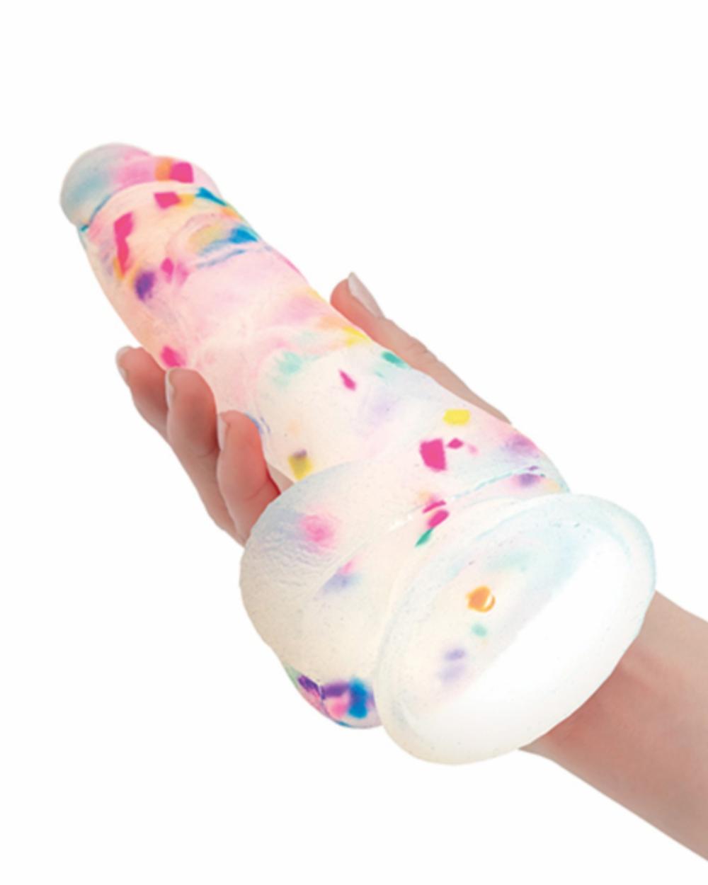 Dildos | Party Marty 7.5 Inch Silicone Rainbow Confetti Dildo With Suction Cup Dildos Dildos