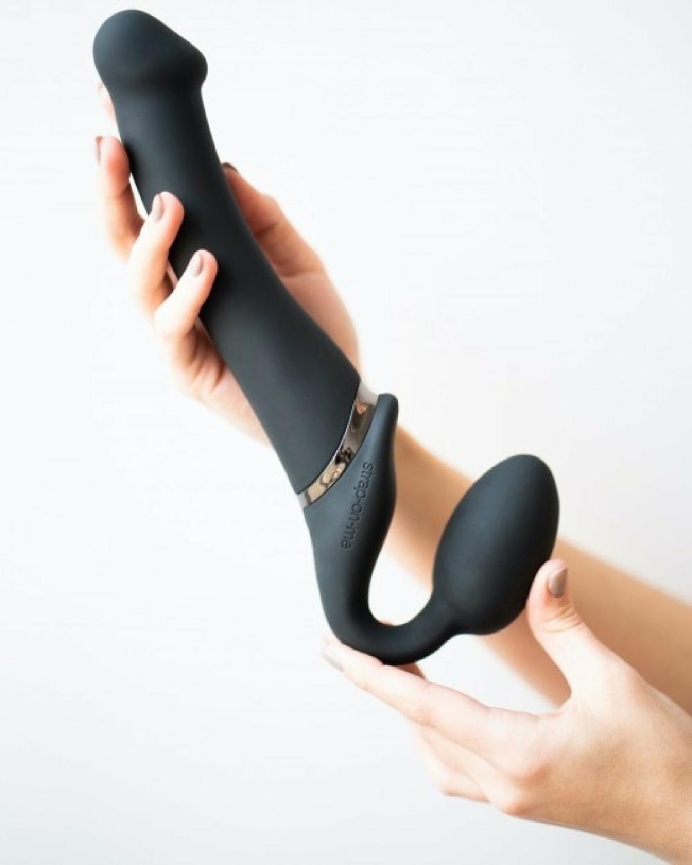 Dildos | Strap-On-Me Vibrating Strapless Strap-On Black- Large Dildos Dildos